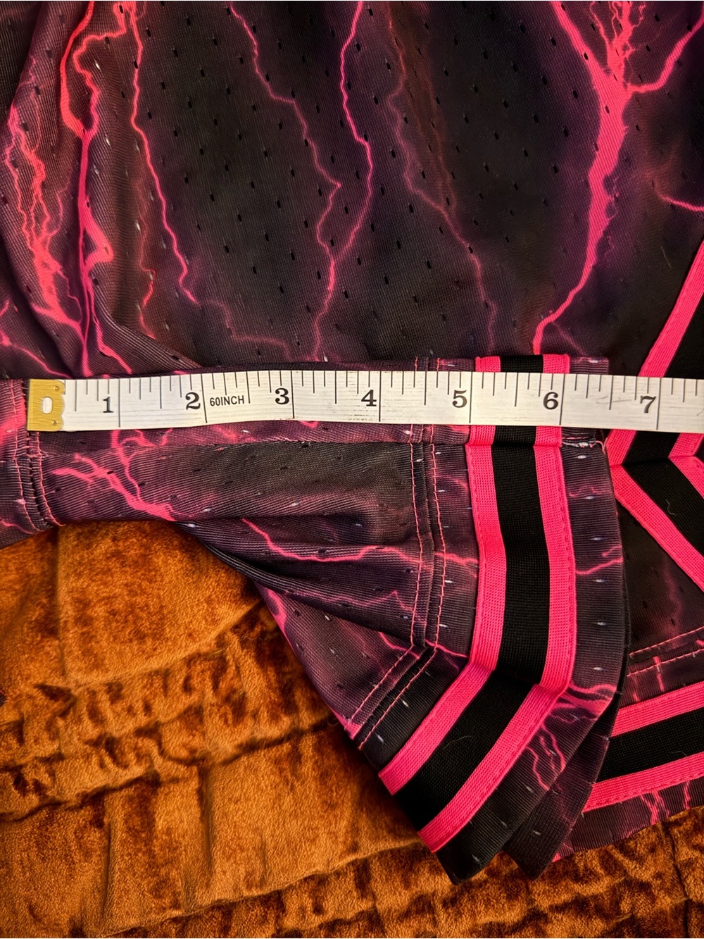 Nike Jordan Black and Hot Pink Lightning Print Athletic Shorts - Picture 5 of 5